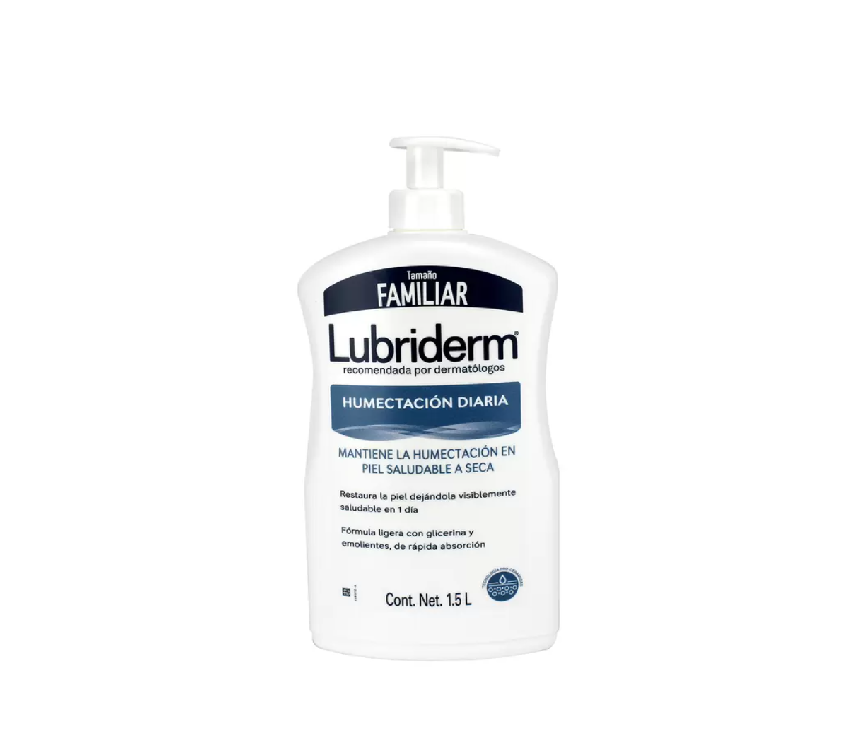Johnson&Johnson ® . Lubriderm . Humectacion diaria . Tratamiento hidratante . 1 Botella con bomba de 1Pza con 1.5L