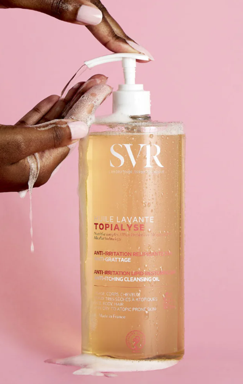 SVR® . TOPIALYSE HUILE LAVANTE 1lt . Aceite limpiador rico en activos hidratantes . Tratamiento para dermatitis atópica . 1 Pieza de 1Frasco con 1L