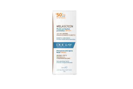 DUCRAY® . MELASCREEN Fluide antitaches protecteur SPF 50+ . Fluido antimanchas protector . Tratamiento despigmentante . 1 Caja de 1Tubo con 50ml