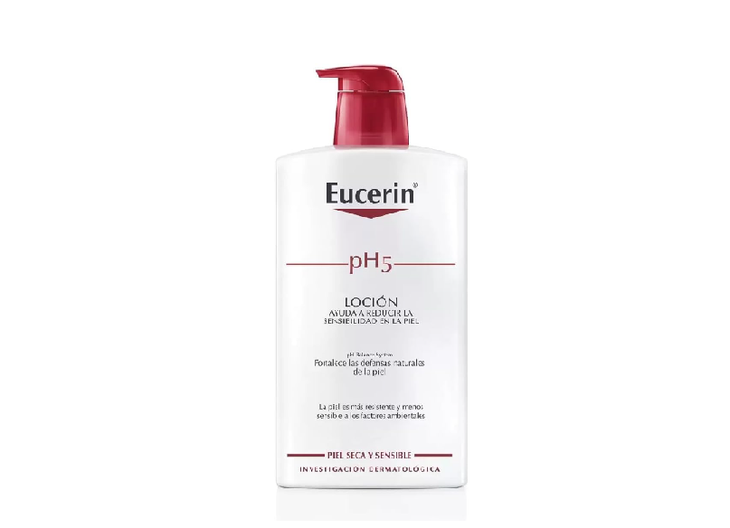 Eucerin® . pH5 LOCIÓN HIDRATANTE . Crema para piel seca y sensible . Tratamiento hidratante . 1 Frasco con bomba de 1Pza con 1000ml