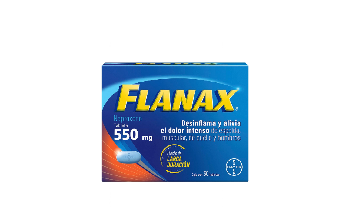 BAYER® . FLANAX . Naproxeno . Tratamiento analgésico . 1 Caja de 30Tabletas con 550mg