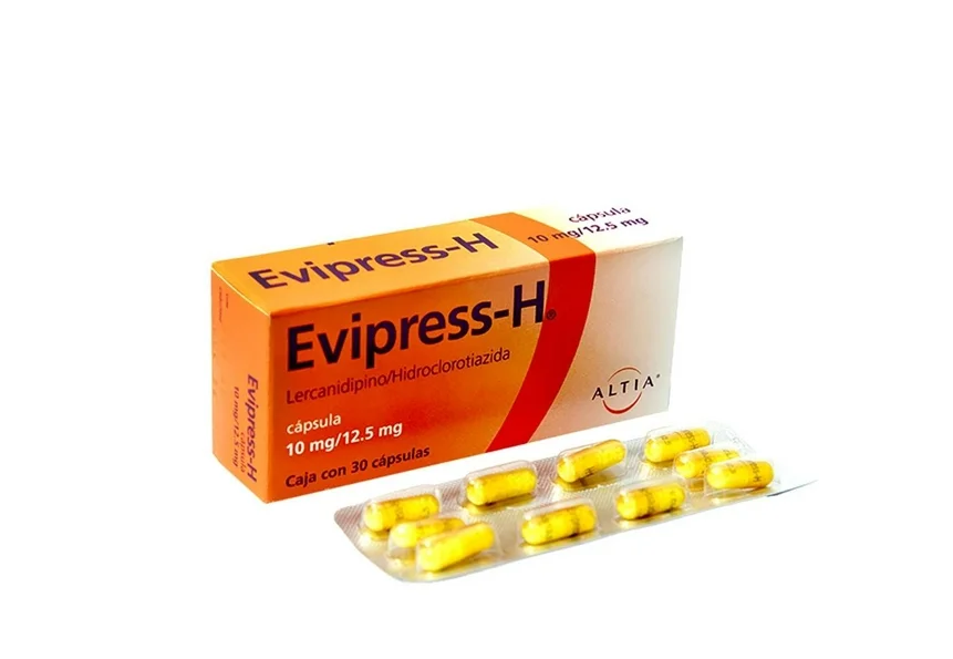 ALTIA . Evipress H . Lecarnidipino/ Hidroclorotiazida . Tratamiento antihipertensivo . 1 Caja de 30Cápsulas con 10mg/ 12.5mg
