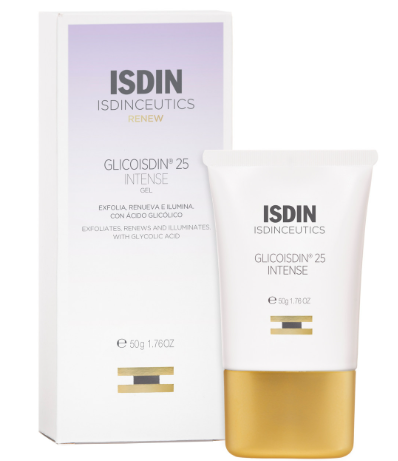 ISDIN® ISDINCEUTICS . RENEW GLICOISDIN 25 INTENSE 50g . Gel con Acido Glicólico 25% exfoliante . Agentes queratolíticos . 1 Caja de 1Frasco con dosificador con 50g