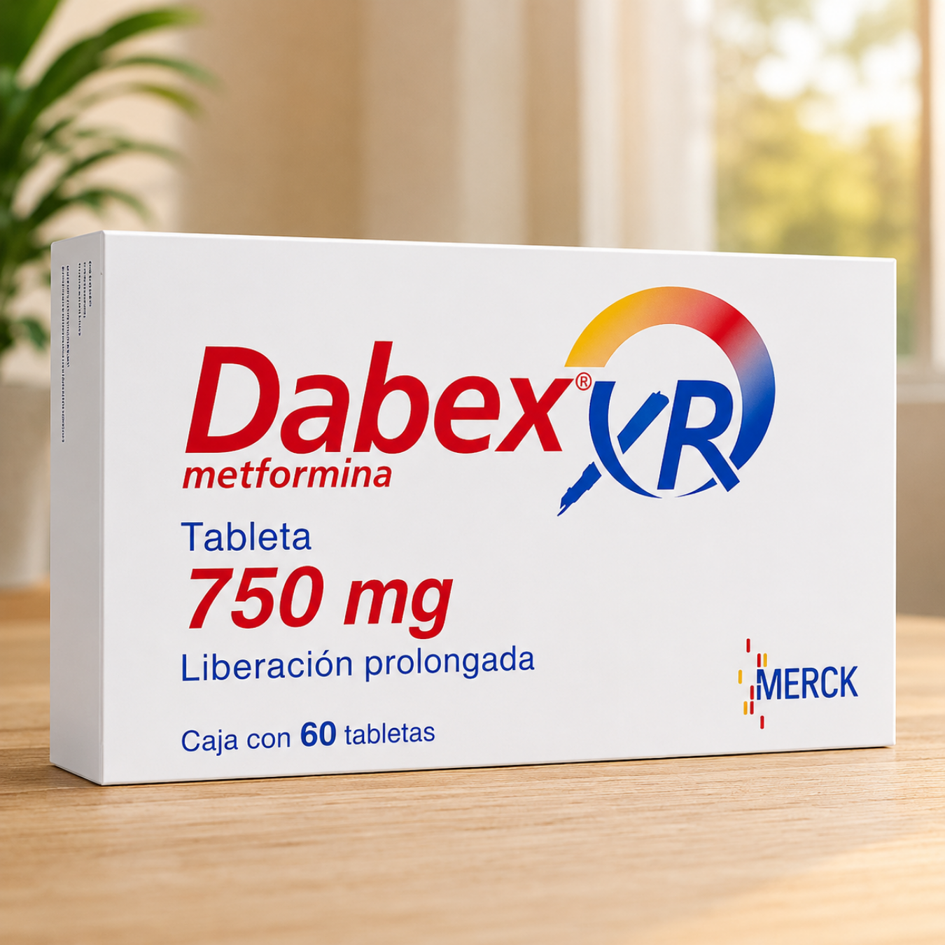 Merck . Dabex XR . Metformina 750mg . Tratamiento endocrinológico . 1 Caja de 60Tabletas con 750mg
