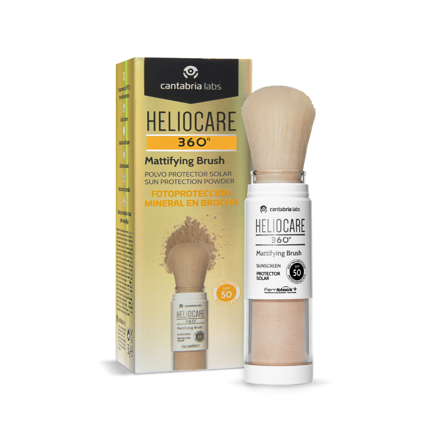 cantabria labs® . HELIOCARE 360° Mattifying Brush . Protector solar mineral en brocha . Protección solar . 1 Caja de 1Frasco con 3g