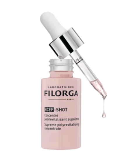 FILORGA® . NCEF-SHOT . Suero de Concentrado Polivitaminado de Ácido Hialurónico . Tratamiento antiedad . 1 Caja de 1Frasco con gotero con 15ml