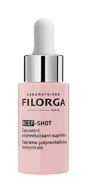 FILORGA® . NCEF-SHOT . Suero de Concentrado Polivitaminado de Ácido Hialurónico . Tratamiento antiedad . 1 Caja de 1Frasco con gotero con 15ml