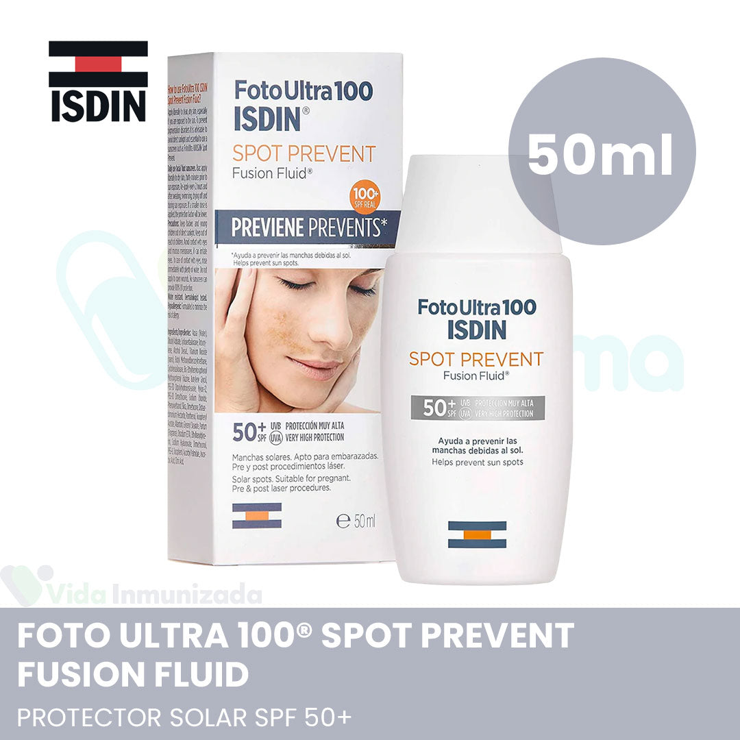 ISDIN | Foto Ultra 100® Spot Prevent Fusion Fluid | Protector solar SPF 50+ | Frasco con 50 ml