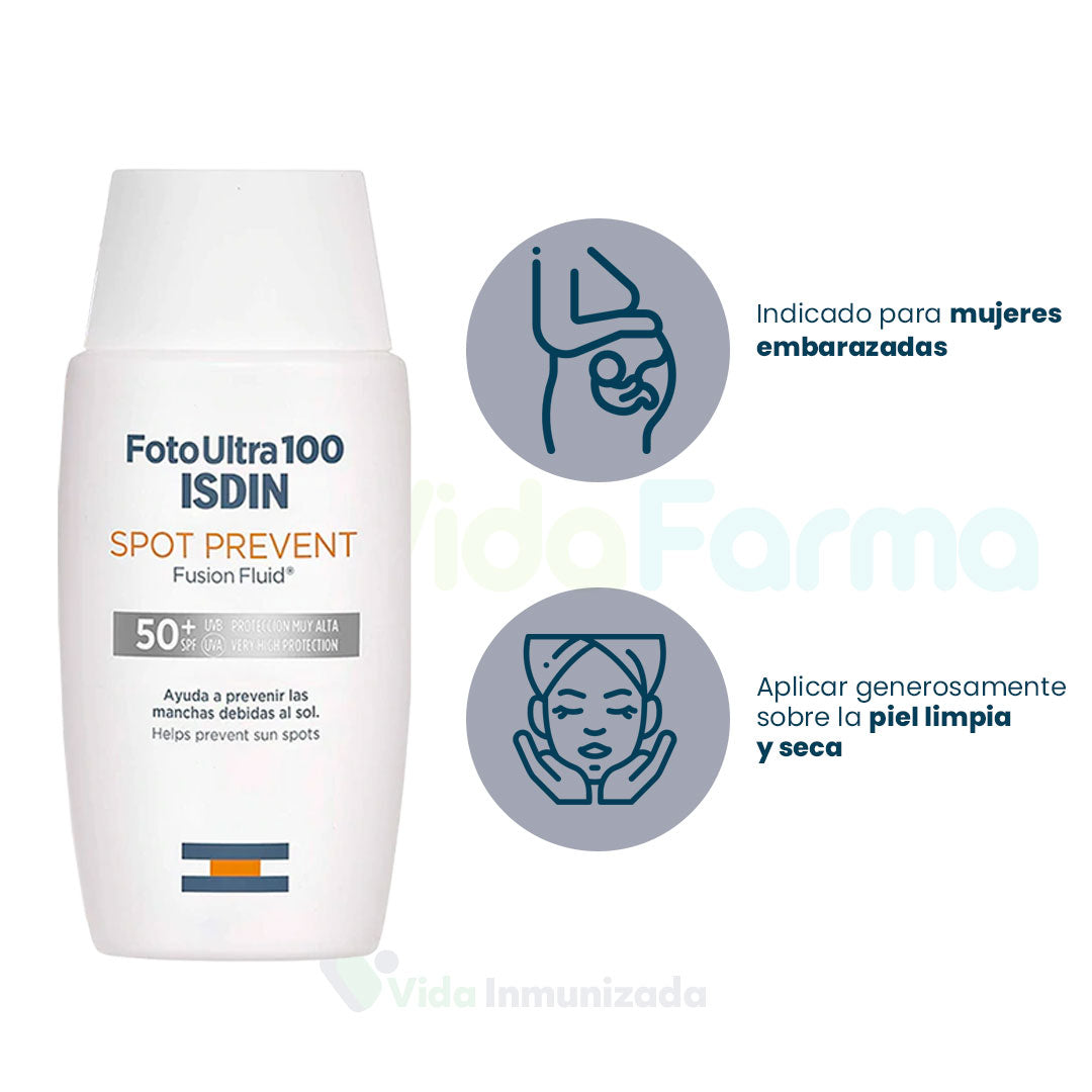 ISDIN | Foto Ultra 100® Spot Prevent Fusion Fluid | Protector solar SPF 50+ | Frasco con 50 ml