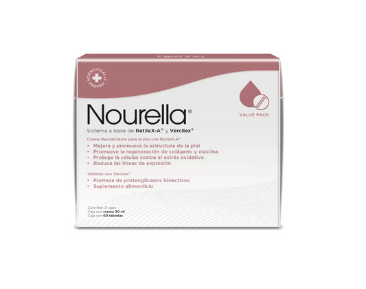 UP PHARMA | Nourella® con sistema Vercilex y Retilex-A | Suplemento para rejuvenecimiento de la piel | Caja con 60 tabletas