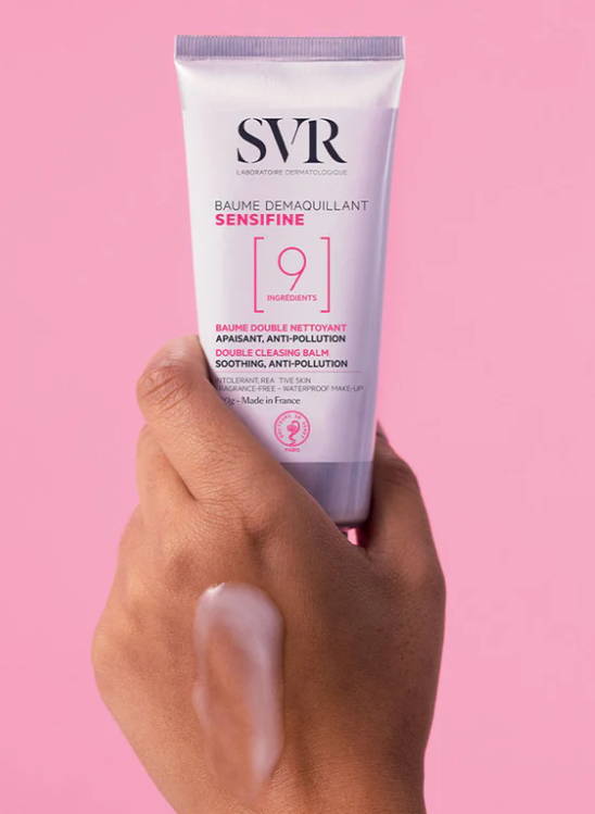 SVR® . SENSIFINE BAUME DEMAQUILLANT 100g . Bálsamo para pieles polialérgicas que remueve el maquillaje además de limpiar la piel de impurezas y contaminación. 1 Pieza de 1Tubo con 100g