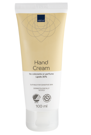 ABENA® . Yellow - Hand Cream 100ml . Crema de manos 35% lípidos . Tratamiento dermatológico . 1 Tubo de 1Pza con 100ml