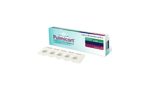 Astra Zeneca® . Pulmicort . Budesonida 0.250mg/ml en suspensión para nebulización . 1 Caja de 5 Ampolletas con 2ml