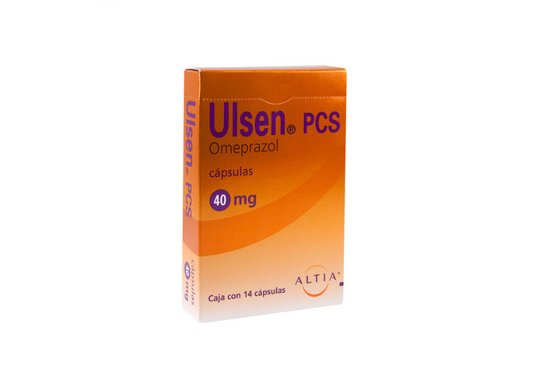 ALTIA . ULSEN PCS . Omeprazol . Inhibidor de bomba de protones . 1 Caja de 14Tabletas con 40mg.