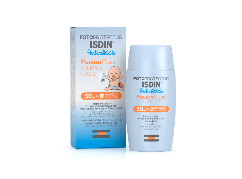 ISDIN® Pediatrics . FUSION FLUID MINERAL BABY . FPS50+ . Foto protector . 1 Caja de 1 Pza con 50ml