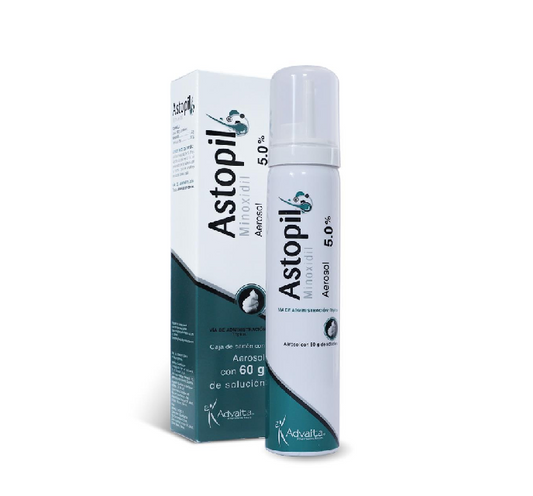 Advaita® . Astopil Aerosol . Minoxidil 5.0% . 1 Caja de 1Frasco con 60g