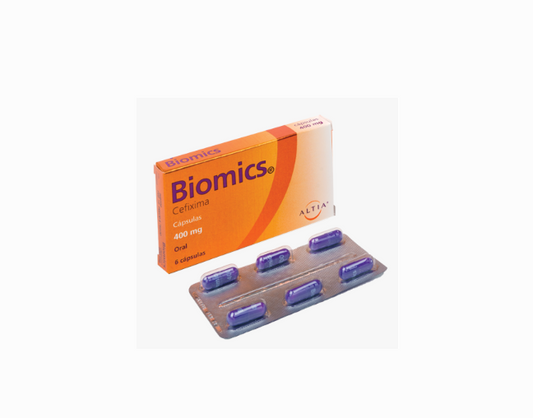 ALTIA . Biomics . Cefixima en cápsulas . 1 Caja de 6 Cápsulas con 400mg