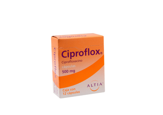 ALTIA . Ciproflox . Ciprofloxacino en cápsulas . 1 Caja de 12 Cápsulas con 500mg