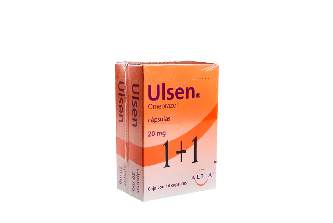 ALTIA . ULSEN . Omeprazol . Inhibidor de bomba de protones . 2 Caja de 14Tabletas con 20mg