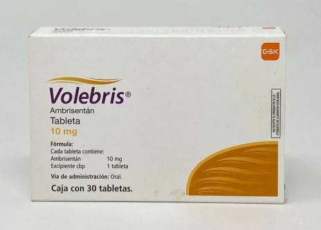 GSK® . Volebris 10mg  c/30 tab . Ambrisentan . Tratamiento respiratorio . 1 Caja de  con