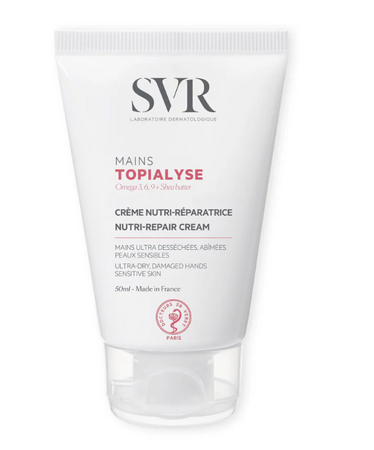 SVR® . TOPIALYSE MAINS 50ml . Nutre, repara y protege . Tratamiento dermatológico . 1 Pieza de 1Tubo con 50ml