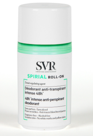 SVR® . SPIRIAL ROLL'ON RECARGA 50ml . Desodorante sin alcohol antitranspirante intenso 48h. . Tratamiento dermatológico . 1 Pieza de 1Frasco con 50ml