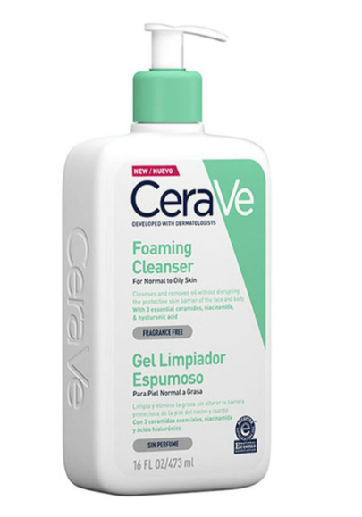CeraVe® . Foaming cleanser . Gel espumoso . Tratamiento limpiador . 1 Frasco de 1Pza con 473ml