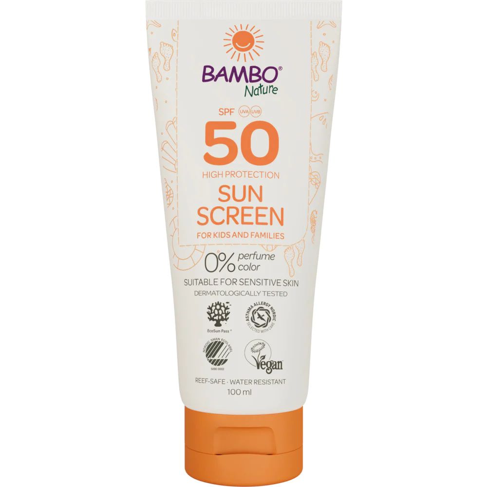 Abéna ® BAMBO Nature  FPS 50+ tipo crema .Fluido ultra resistente al agua. bebes, niños, adultos .Tubo con 100ml.