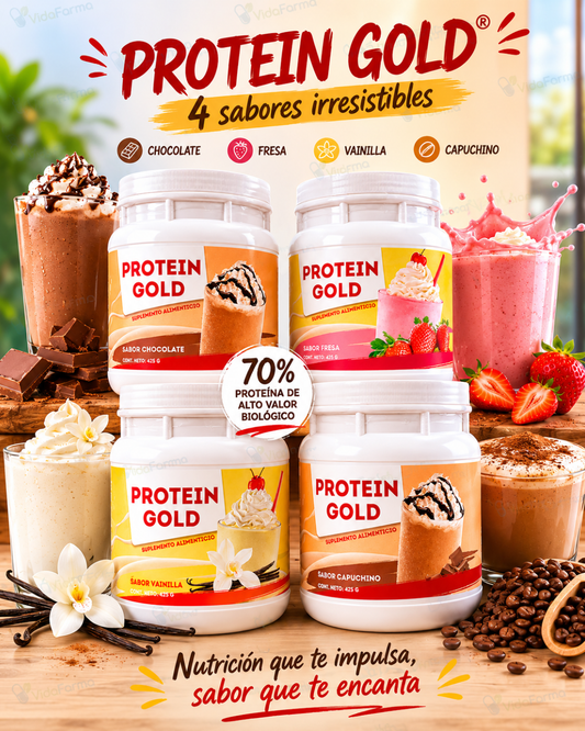 PROTEIN GOLD  paquete de 5 piezas | Proteína en polvo de alto valor biológico  | 5 Tarros con polvo con 425g