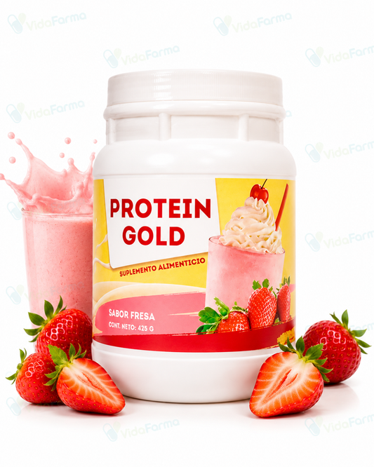 PROTEIN GOLD Fresa | Proteína en polvo sabor Fresa | Tarro con polvo con 425g