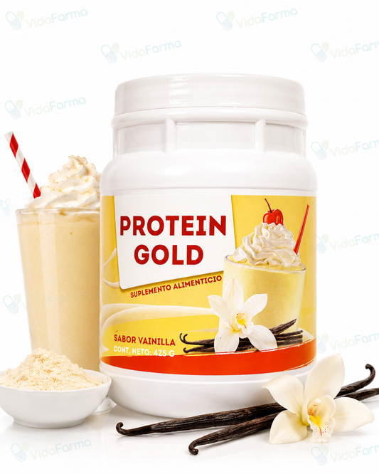 PROTEIN GOLD Vainilla | Proteína en polvo sabor Vainilla | Tarro con polvo con 425g