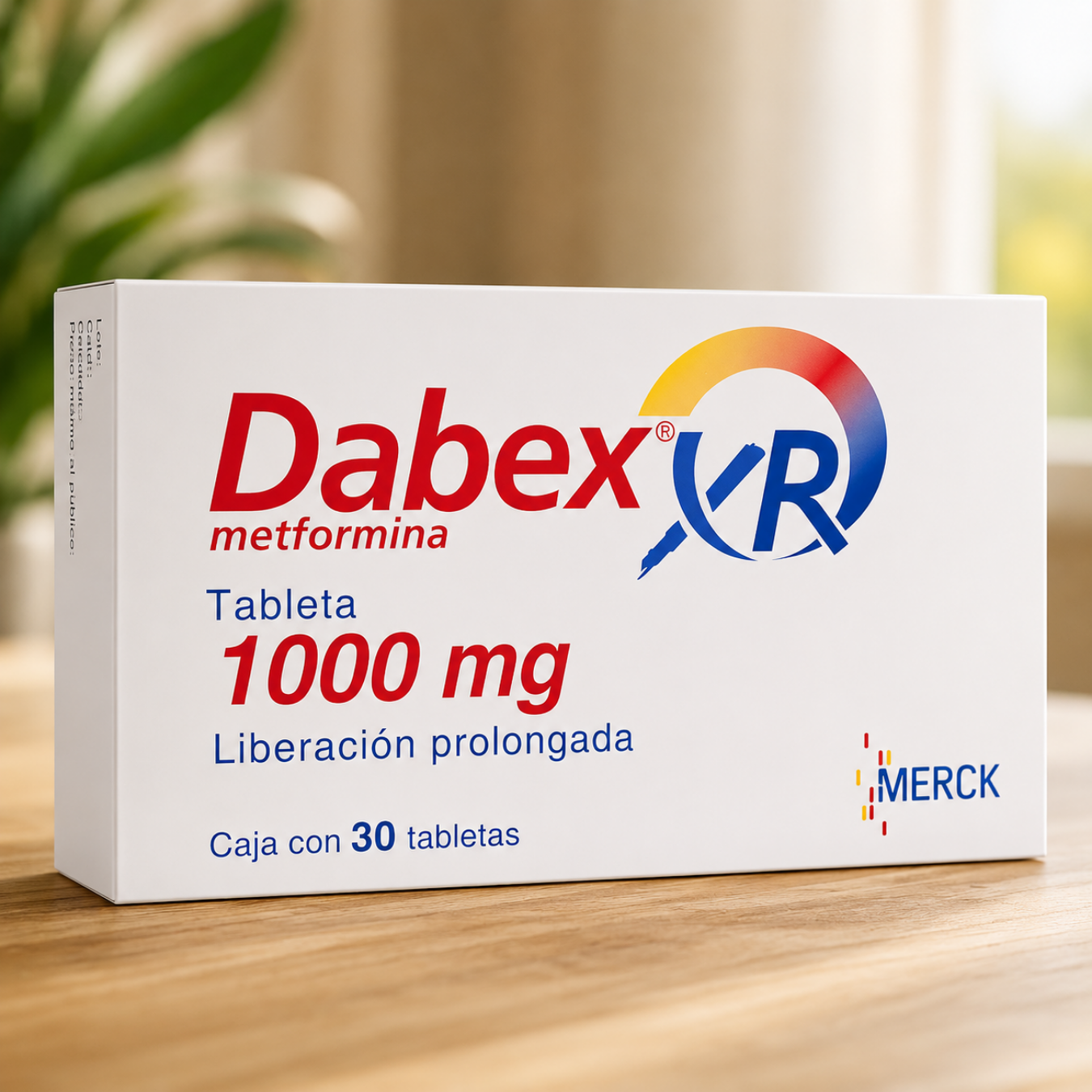 Merck . Dabex XR . Metformina 1000mg . Tratamiento endocrinológico . 1 Caja de 30Tabletas con 1000mg