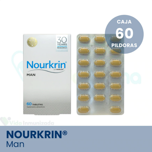 UP PHARMA® . Nourkrin MAN X3 PACK. MARILEX suplemento alimenticio para caida de cabello . Tratamiento dermatológico . 1 Caja de 60Tabletas con 693mg