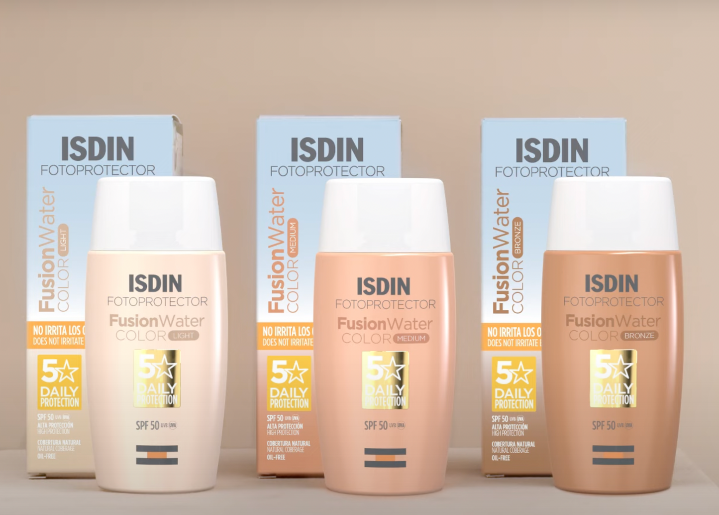 ISDIN® FOTOPROTECTOR . Fusion Water COLOR . FPS 50+ .1 Caja de 1Frasco con 50ml