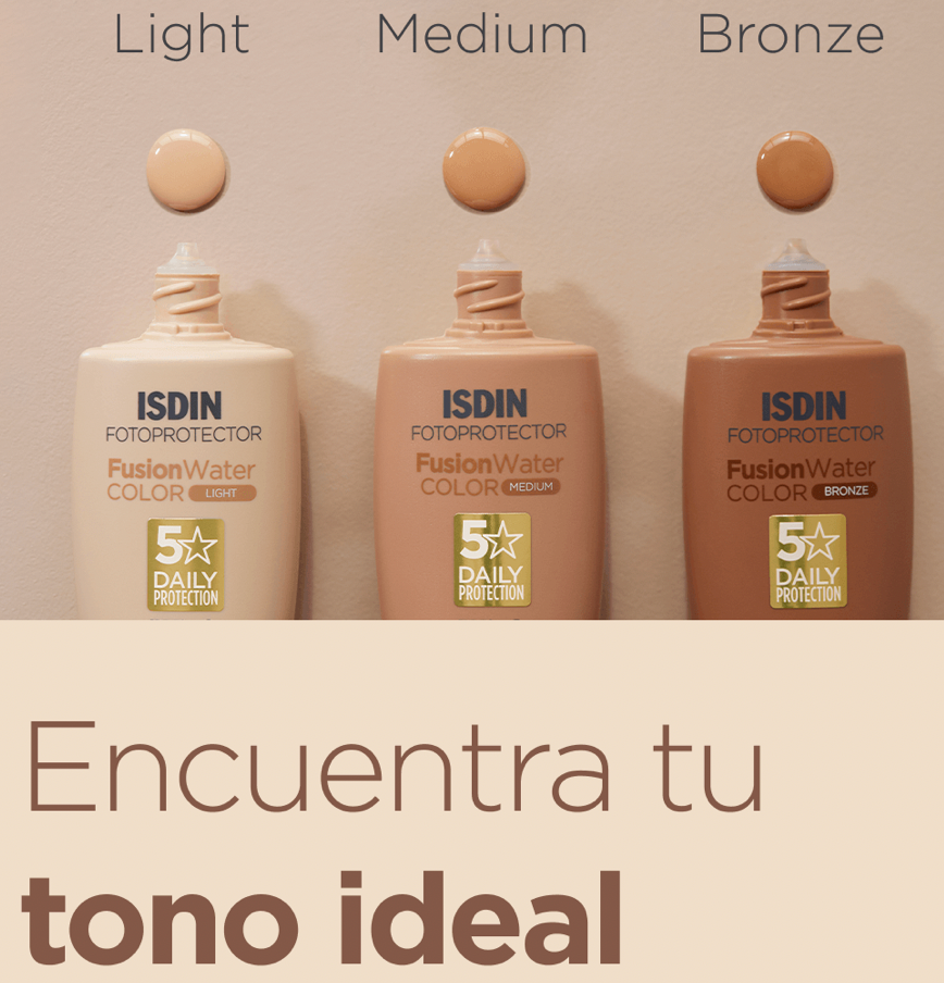 ISDIN® FOTOPROTECTOR . Fusion Water COLOR . FPS 50+ .1 Caja de 1Frasco con 50ml