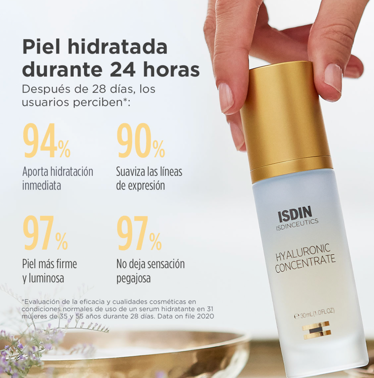 ISDIN® ISDINCEUTICS . HYALURONIC CONCENTRATE SERUM . ácido hialurónico . 1 Caja de 1Frasco con bomba con 30ml