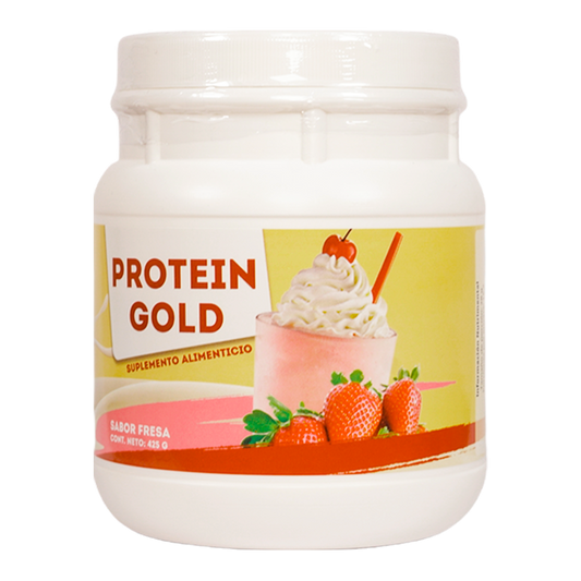 NATURALLY SIMHER | PROTEIN GOLD® Fresa | Proteína en polvo sabor Fresa | Tarro con polvo con 425g