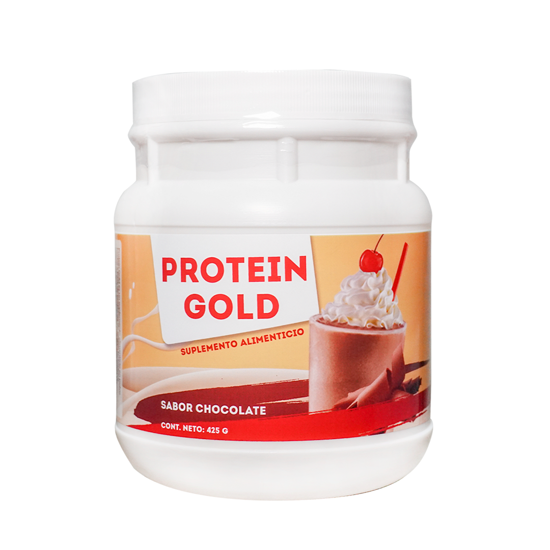 NATURALLY SIMHER | PROTEIN GOLD® Chocolate | Proteína en polvo sabor Chocolate | Tarro con polvo con 425g