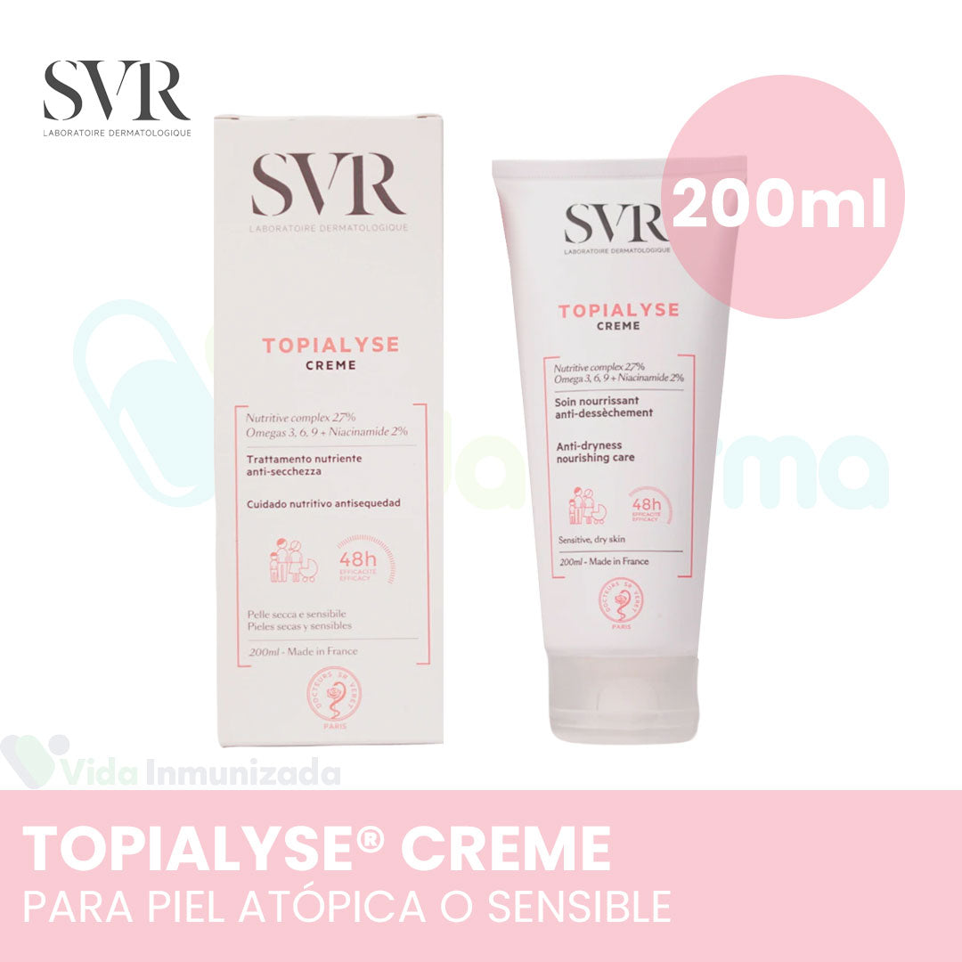 SVR . TOPIALYSE® Creme . Frasco con dispensador de crema para piel atópica o sensible . Frasco con 200ml