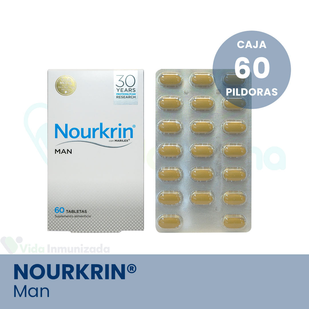 UP PHARMA® . Nourkrin MAN . MARILEX suplemento alimenticio para caida de cabello . 1 Caja de 60Tabletas con 693mg